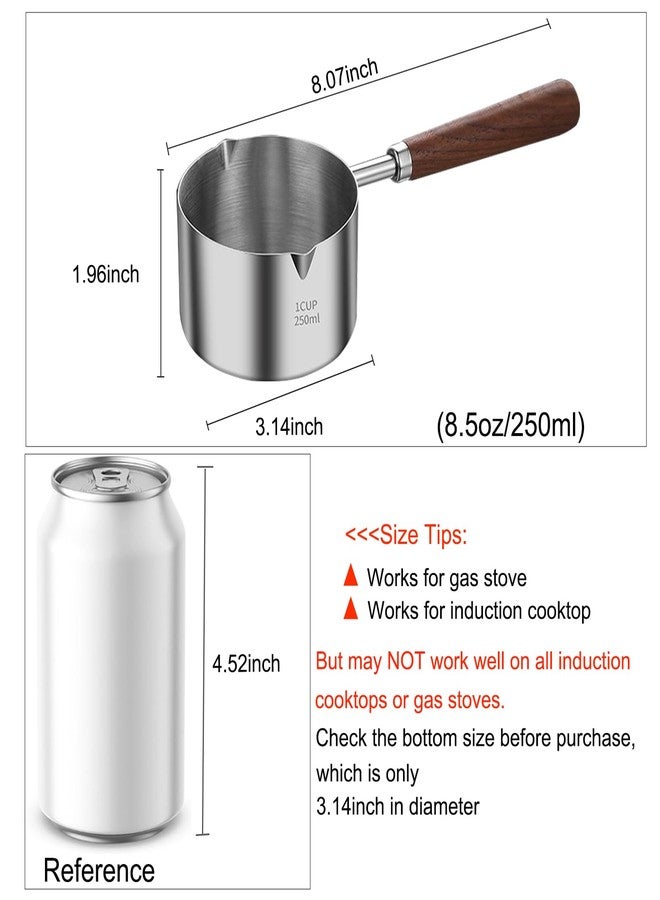 Kloahmo Food grade Stainless Steel Mini Butter Warmer, Mini Milk/Coffee Warmer, 8.5 oz (250 ml) Milk Warmer, Small Baby Food Warmer with Dual Spouts, Chocolate Melting Pot - Image 2